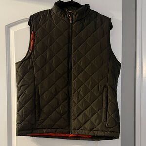 Hawke & Co Men's Quilted Vest - Olive and Orange